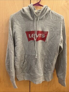 Levi's Gray Pullover Hoodie with Red Logo
